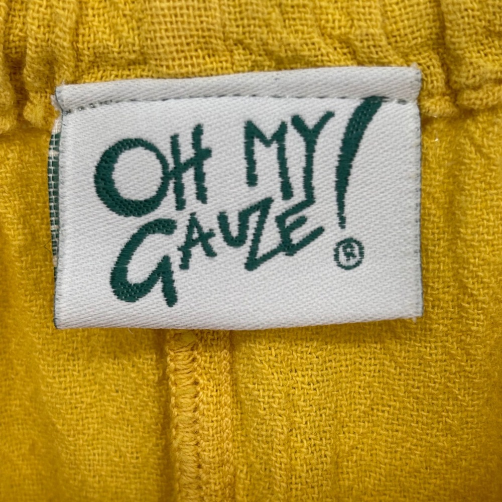 Oh My Gauze Wide-Leg Pants Drawstring Leg Pockets Yellow Size XXL (3) - Picture 2 of 8